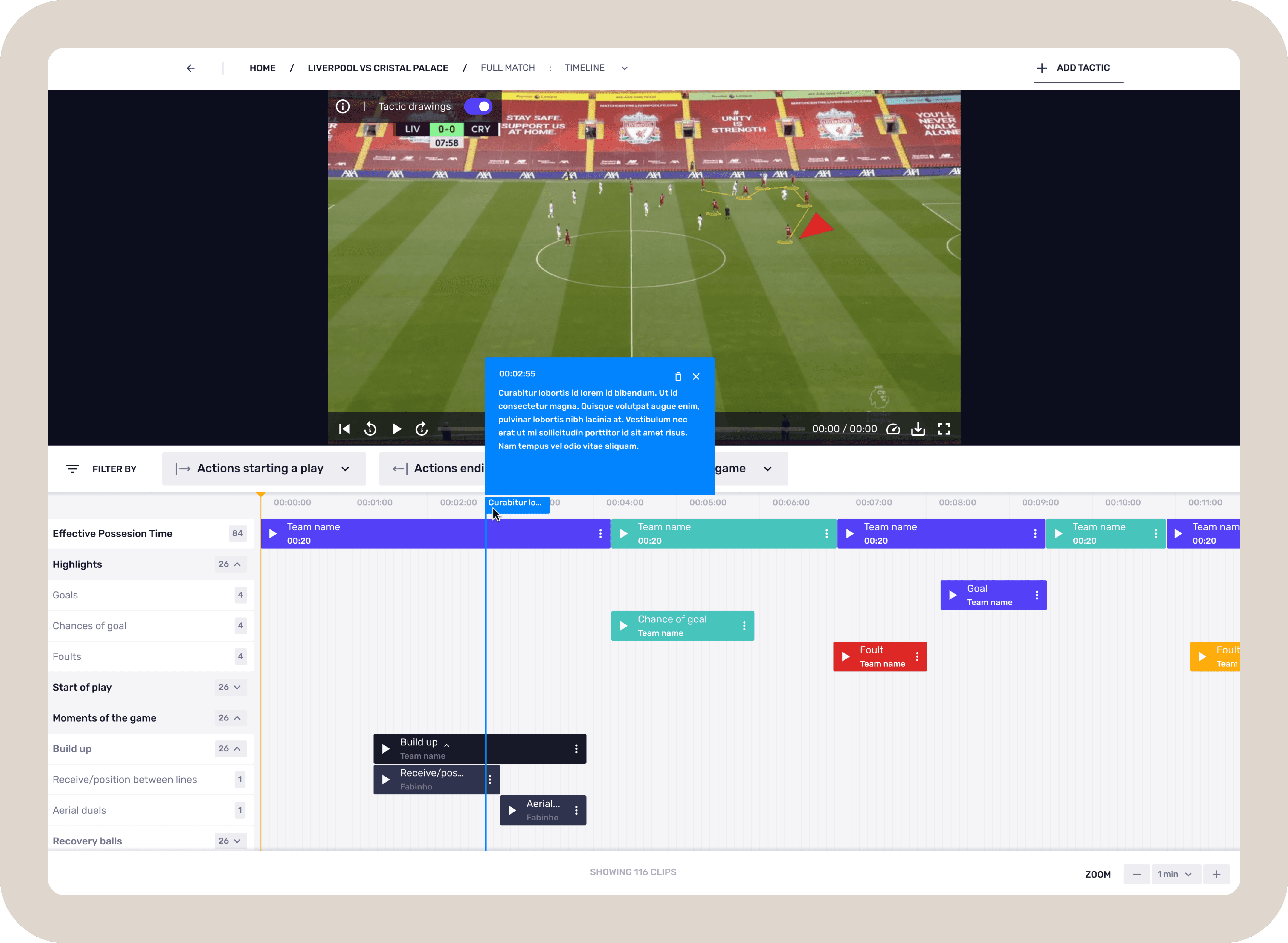 Video details view showing a game or training session.